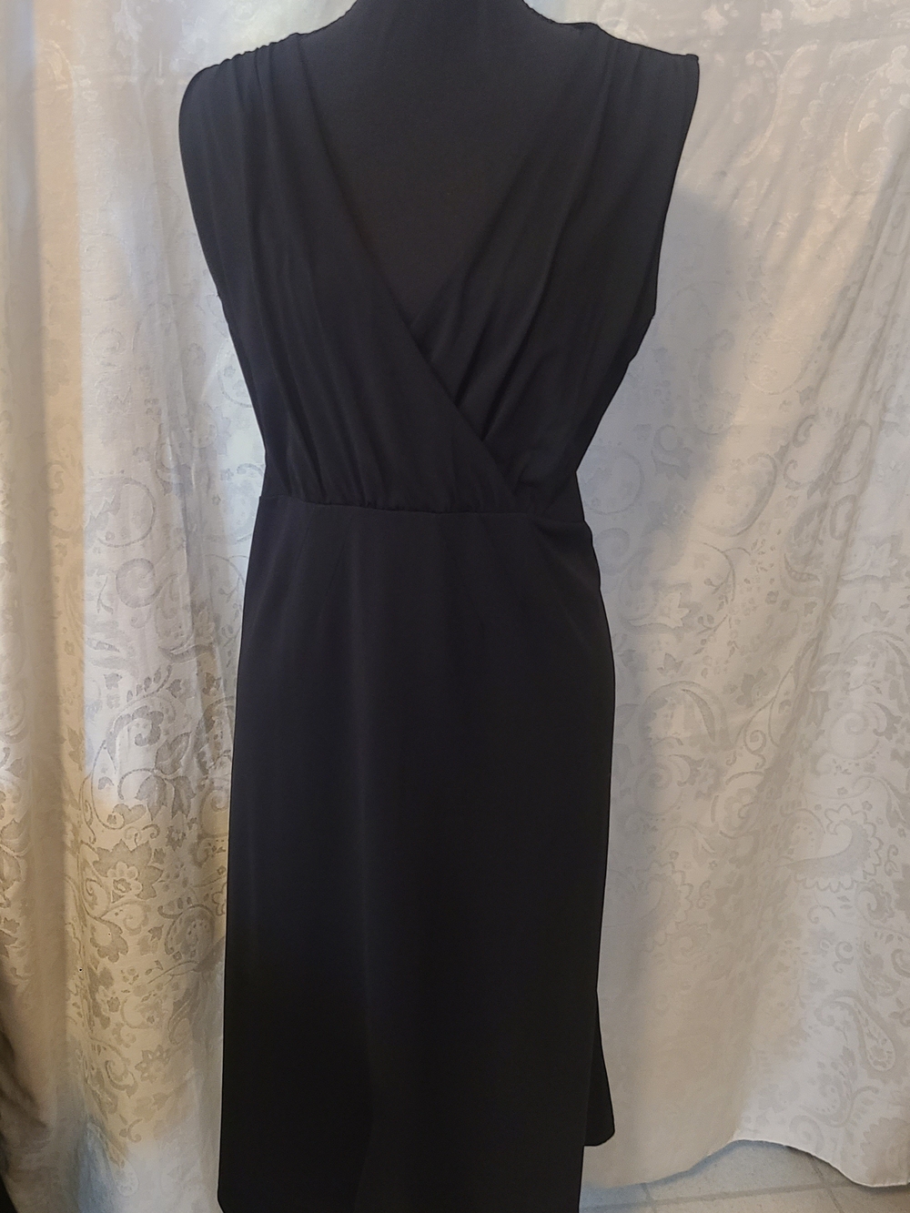 Classic Black Sleeveless Wrap-Front Dress